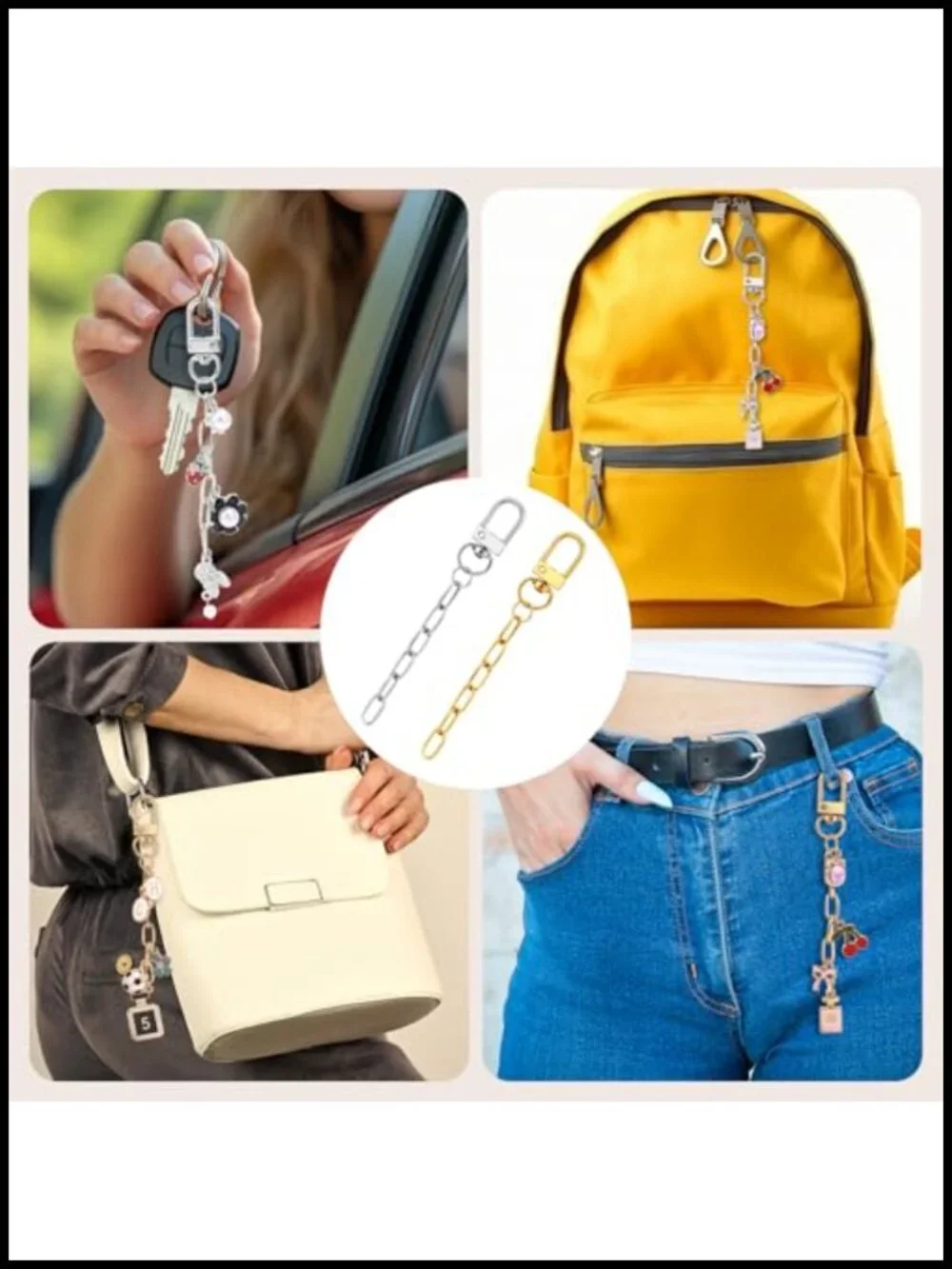 20pcs Keychain Making Kit Gold Silver Swivel Snap Hook Chains DIY Jewelry Crafts